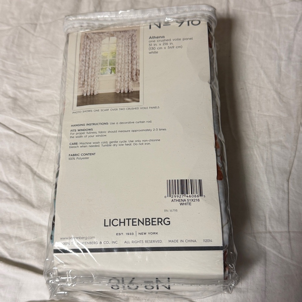 Athena White Crushed Voile Scarf No 918 Curtain 216” Length NEW - Picture 5 of 6